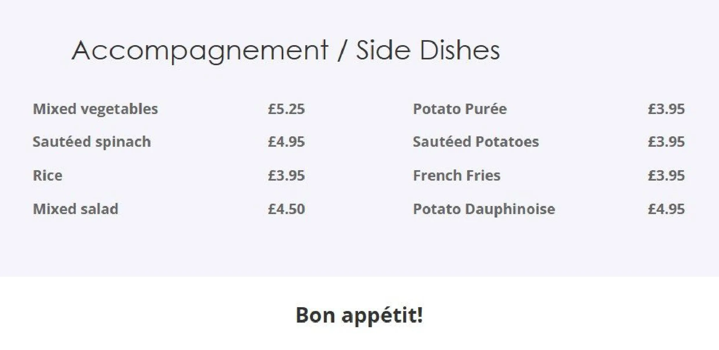 Le Sacre Coeur menu, page 5