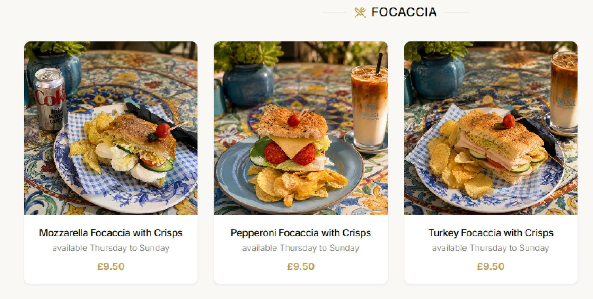 90 Delice menu, page 3