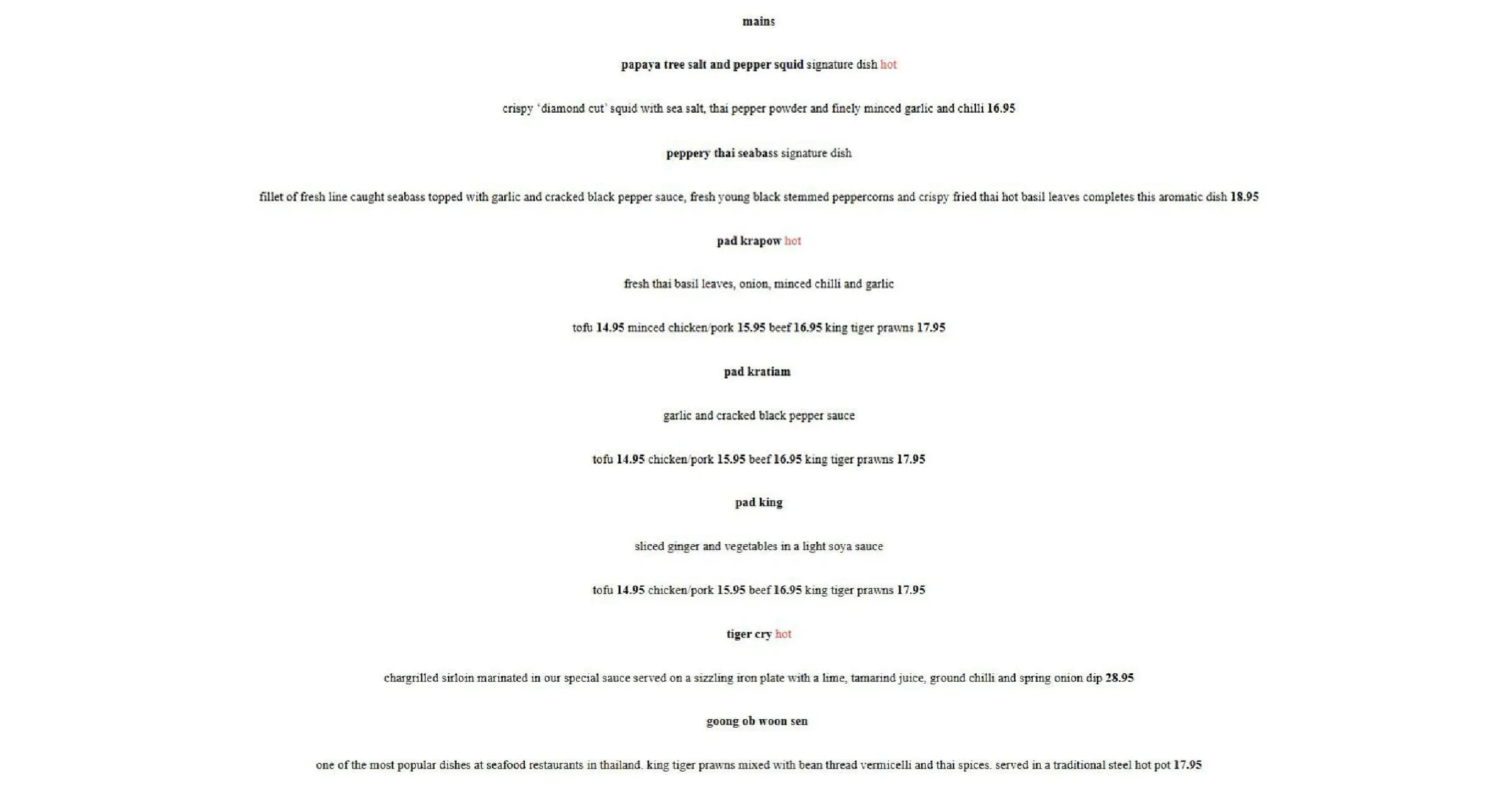 Papaya Tree menu, page 4