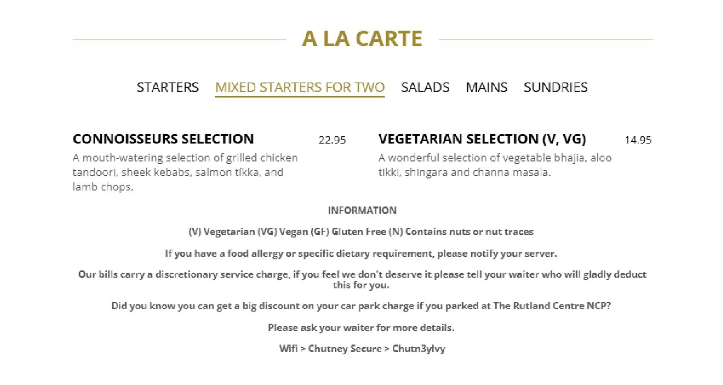 Chutney Ivy menu, page 2
