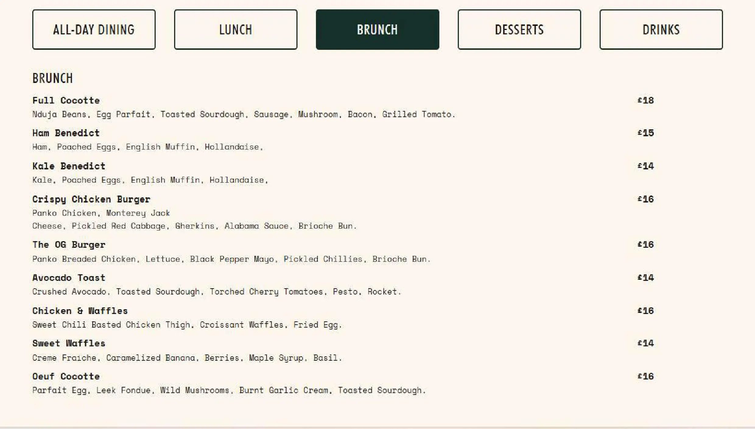 Cocotte Notting Hill menu, page 3