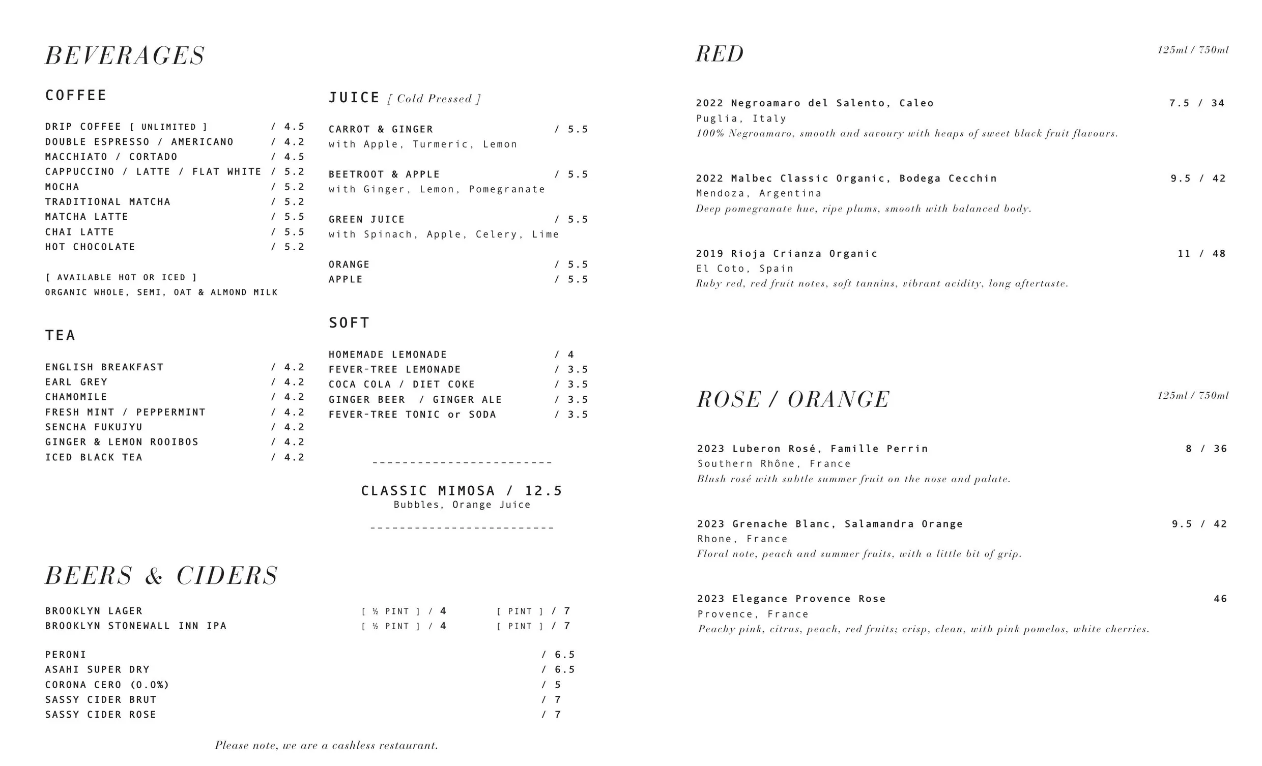 Sunday in Brooklyn Notting Hill menu, page 3