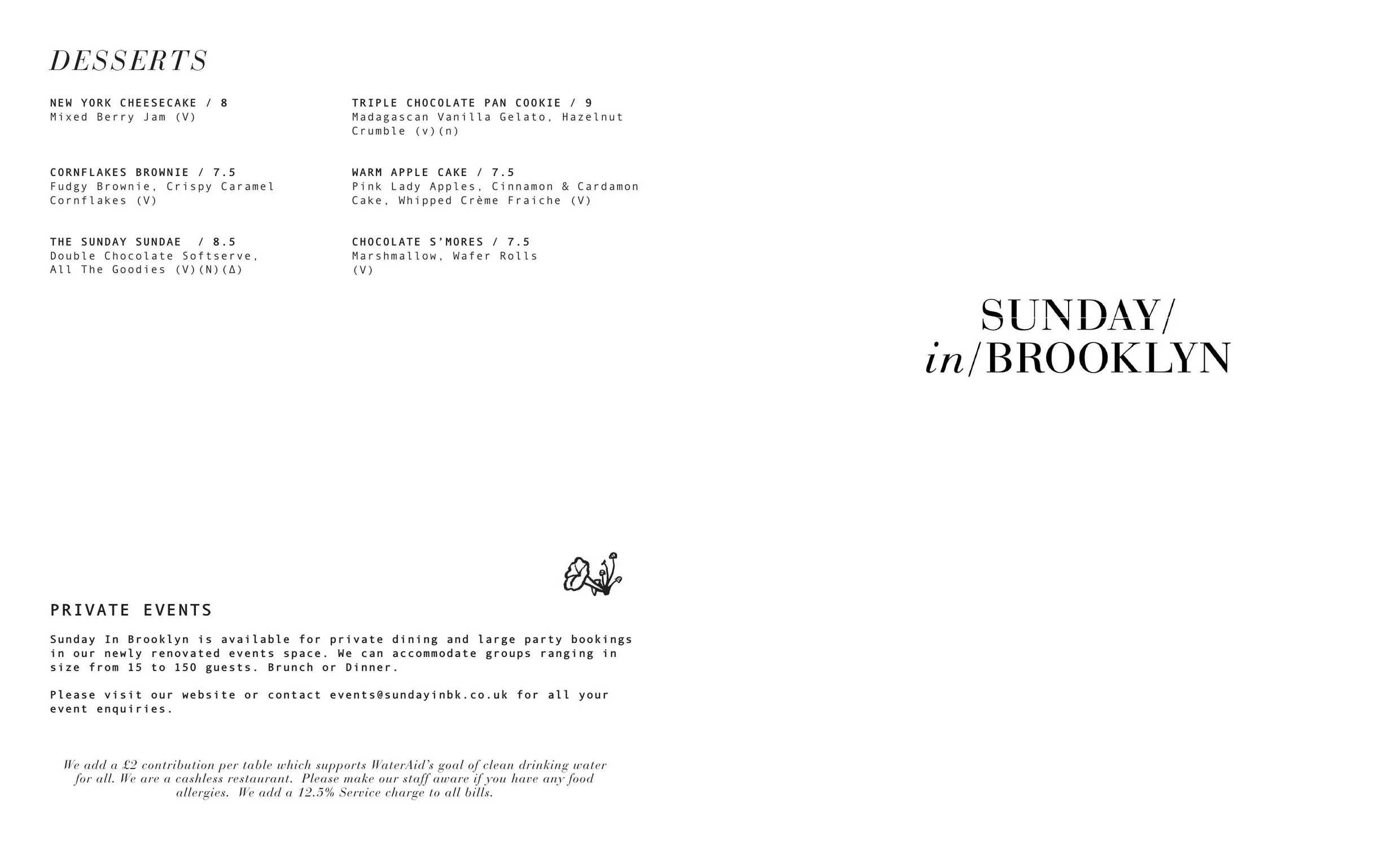 Sunday in Brooklyn Notting Hill menu, page 4
