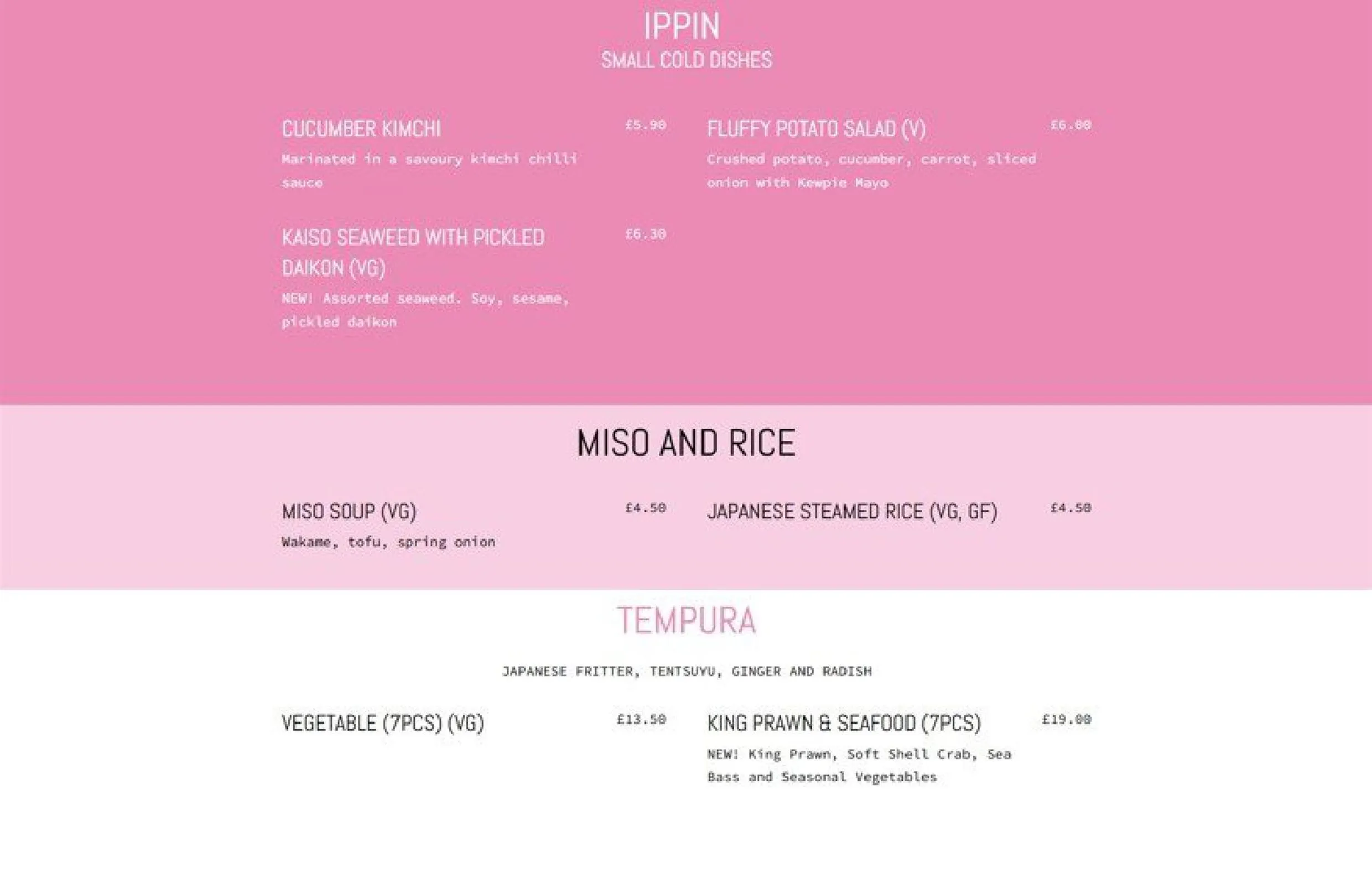 Harajuku Kitchen menu, page 2