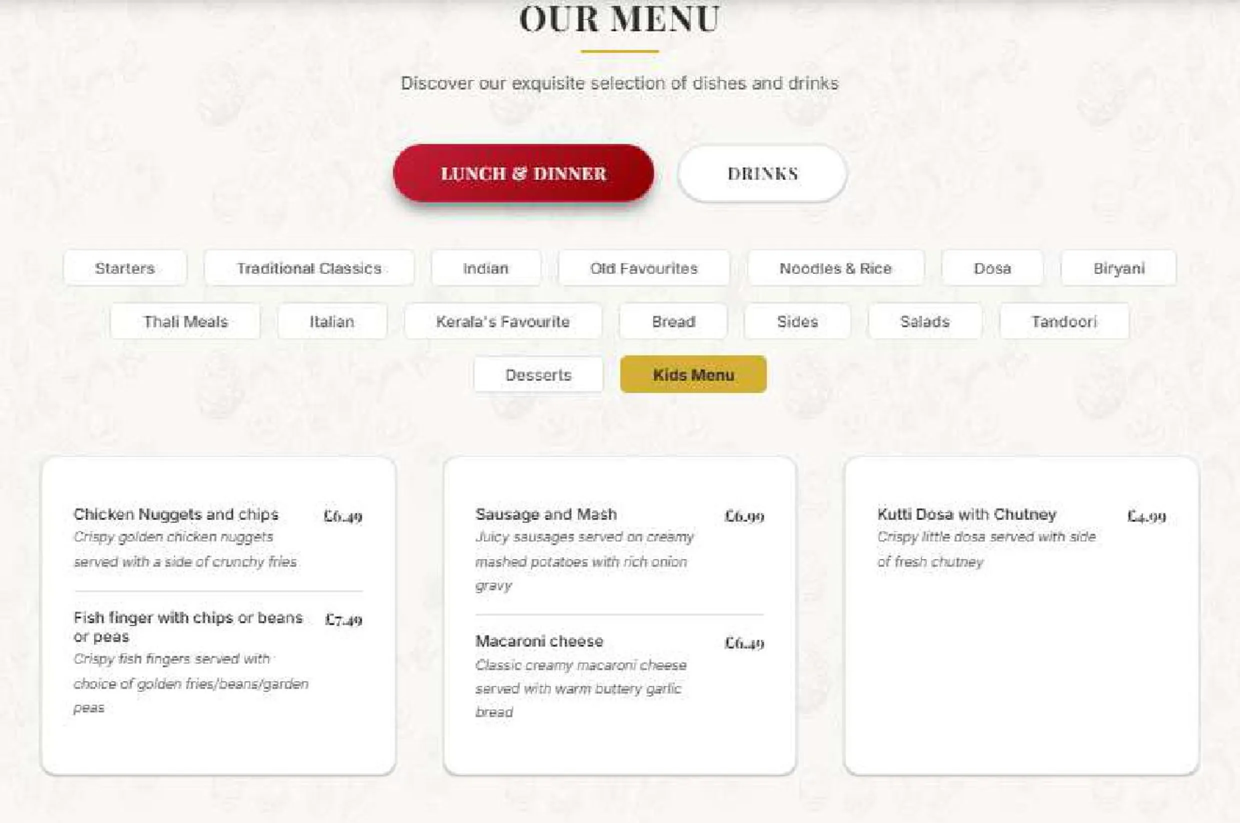 Southern Spices menu, page 18