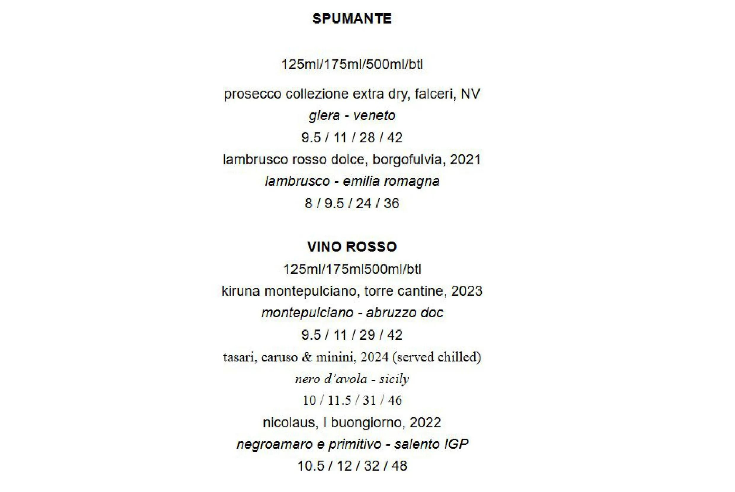 CIRO'S menu, page 4