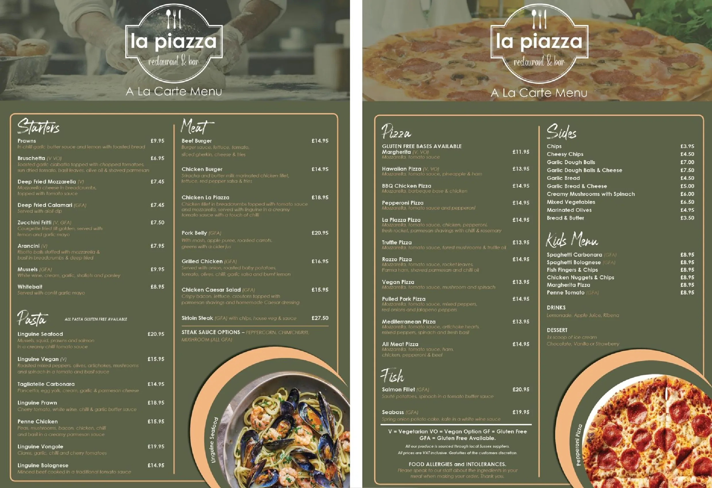 La Piazza menu, page 1