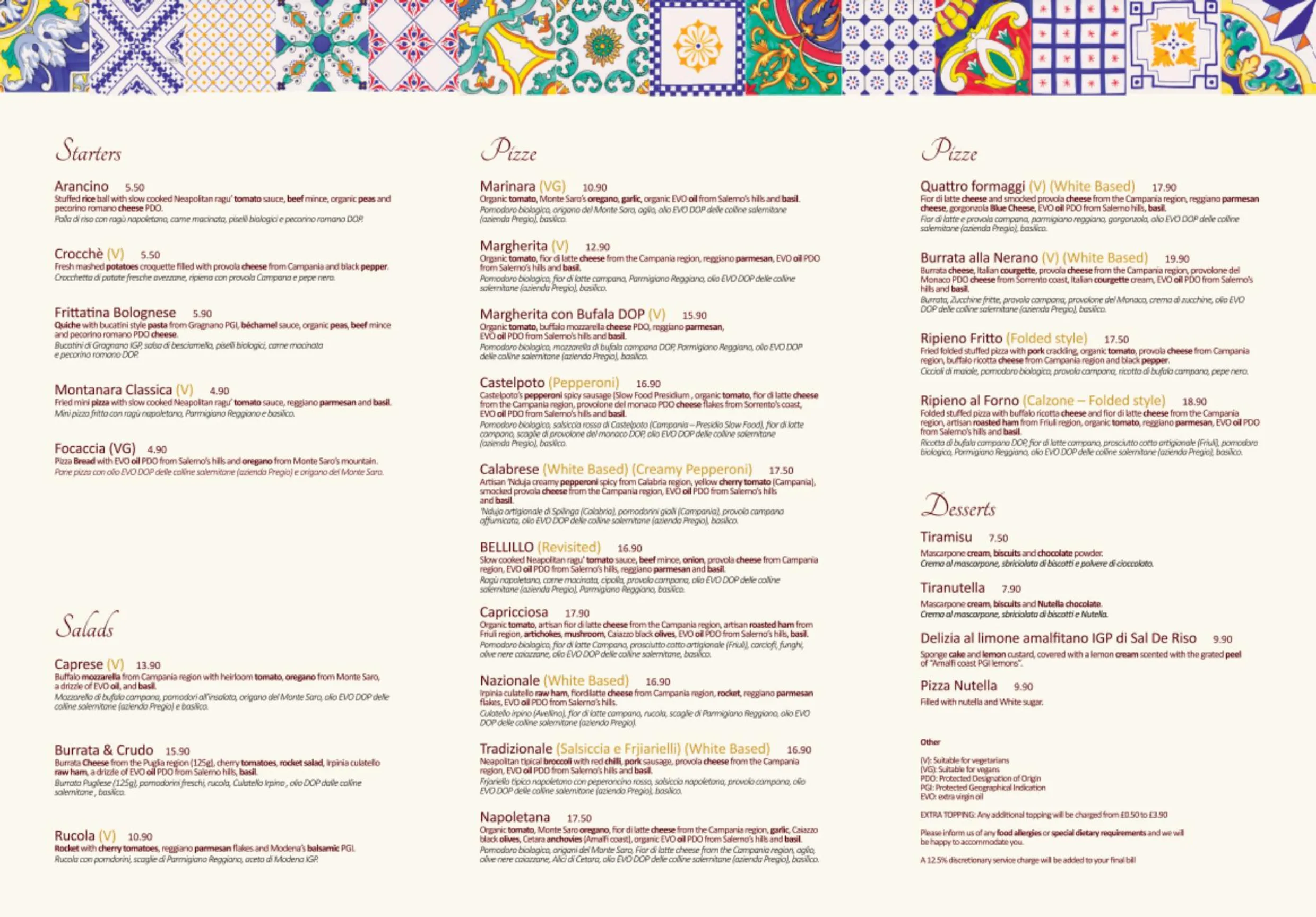 Bellillo menu, page 2