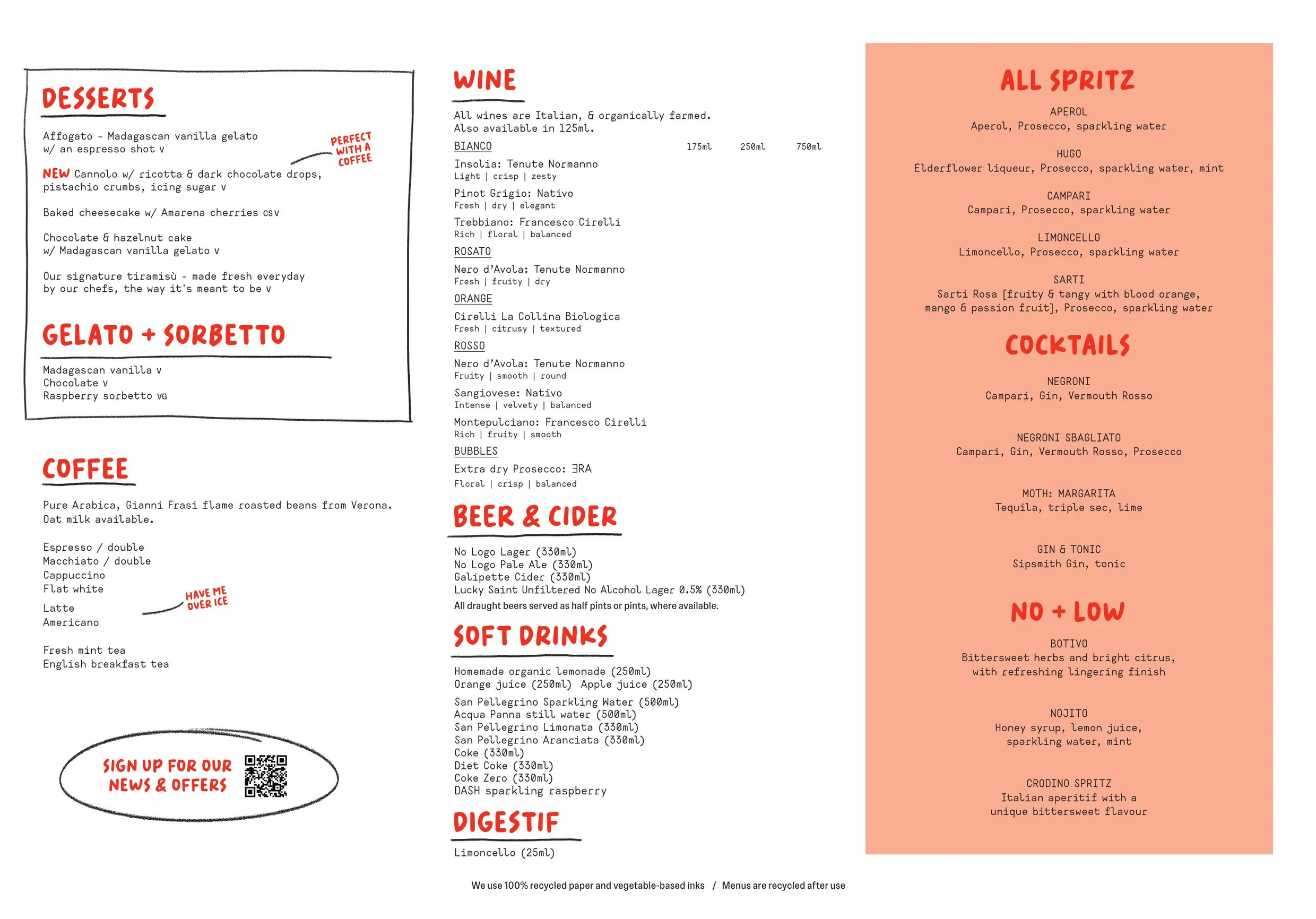 Franco Manca Brighton menu, page 2