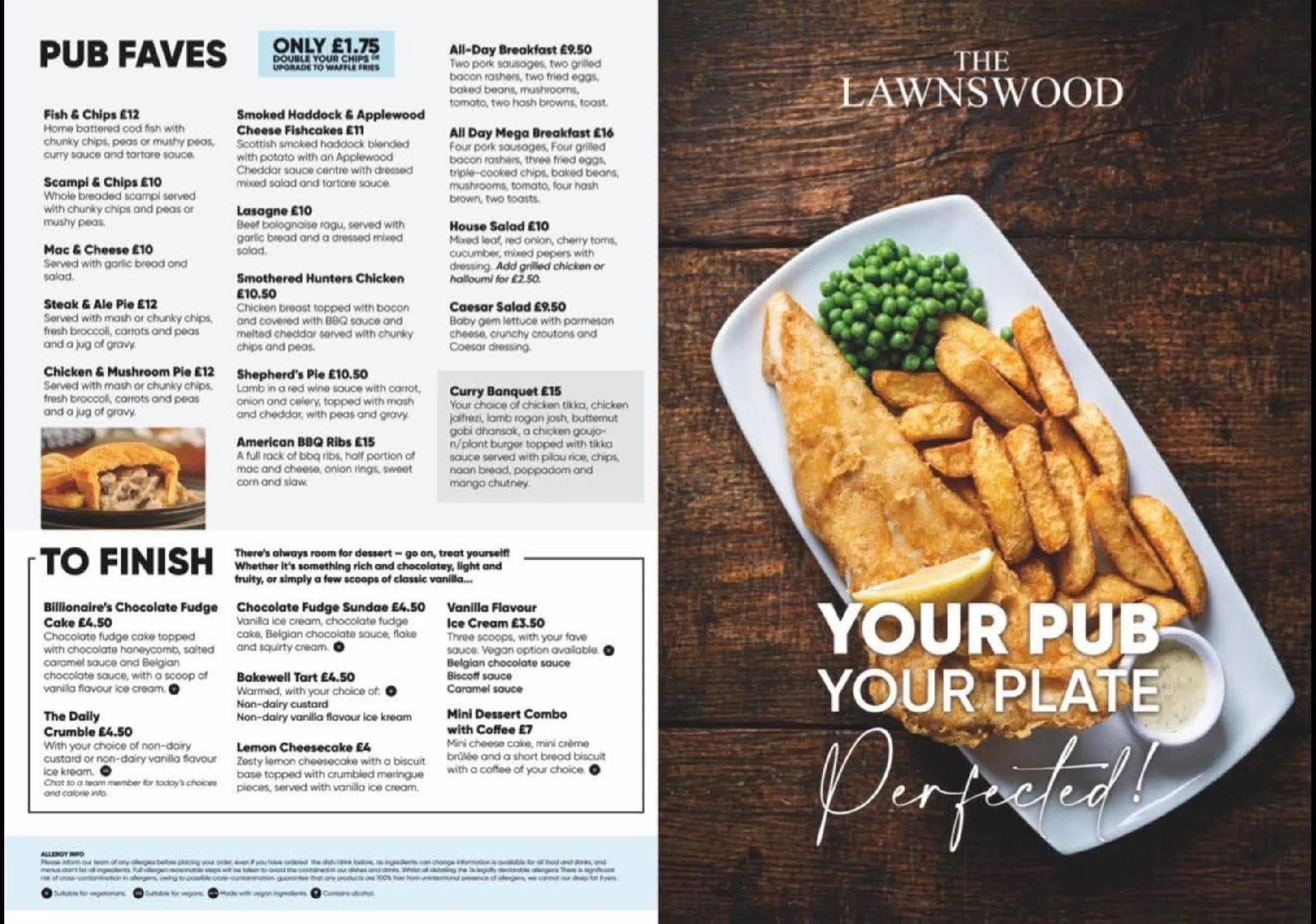 The Lawnswood menu, page 2