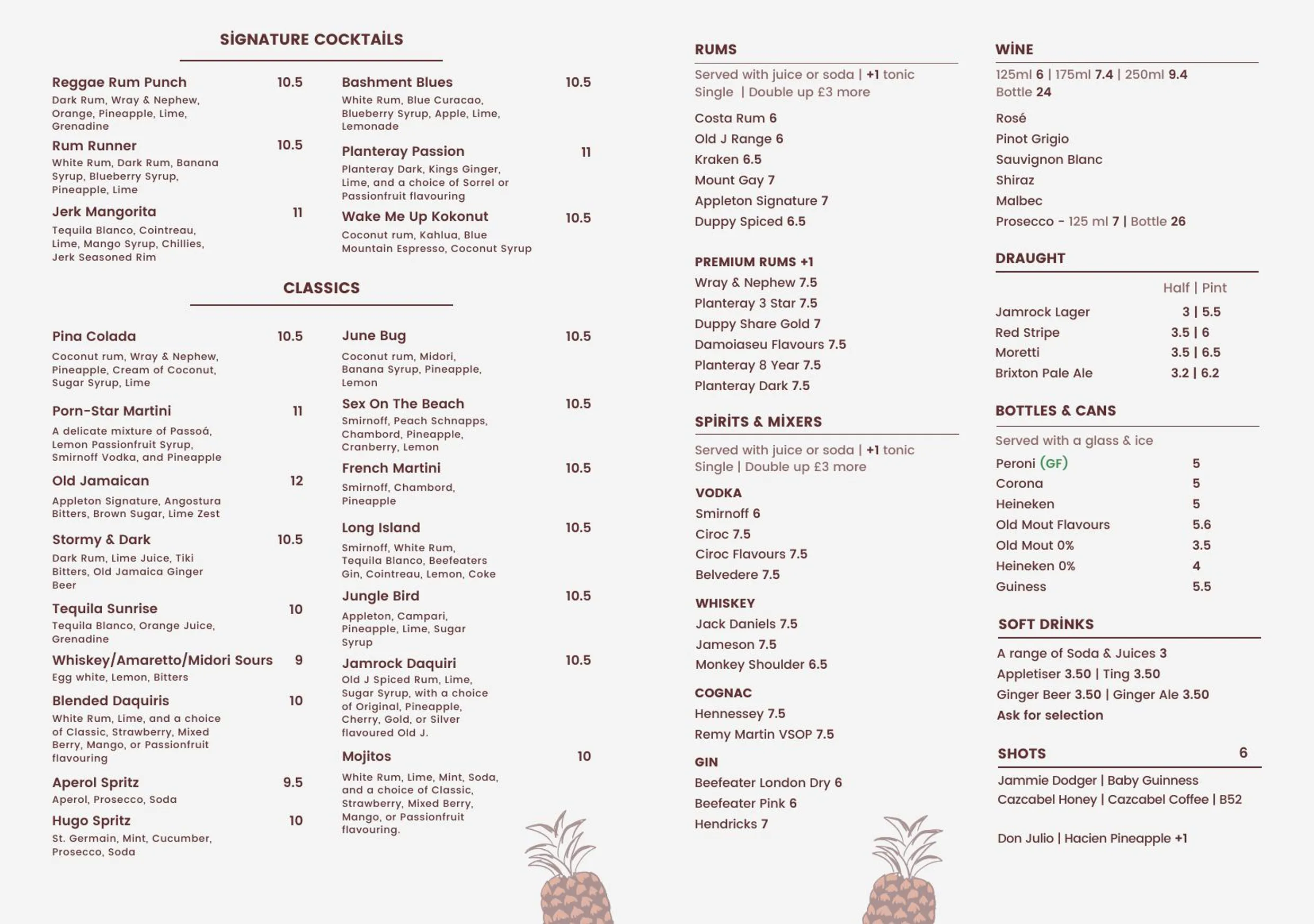 Jamrock menu, page 4
