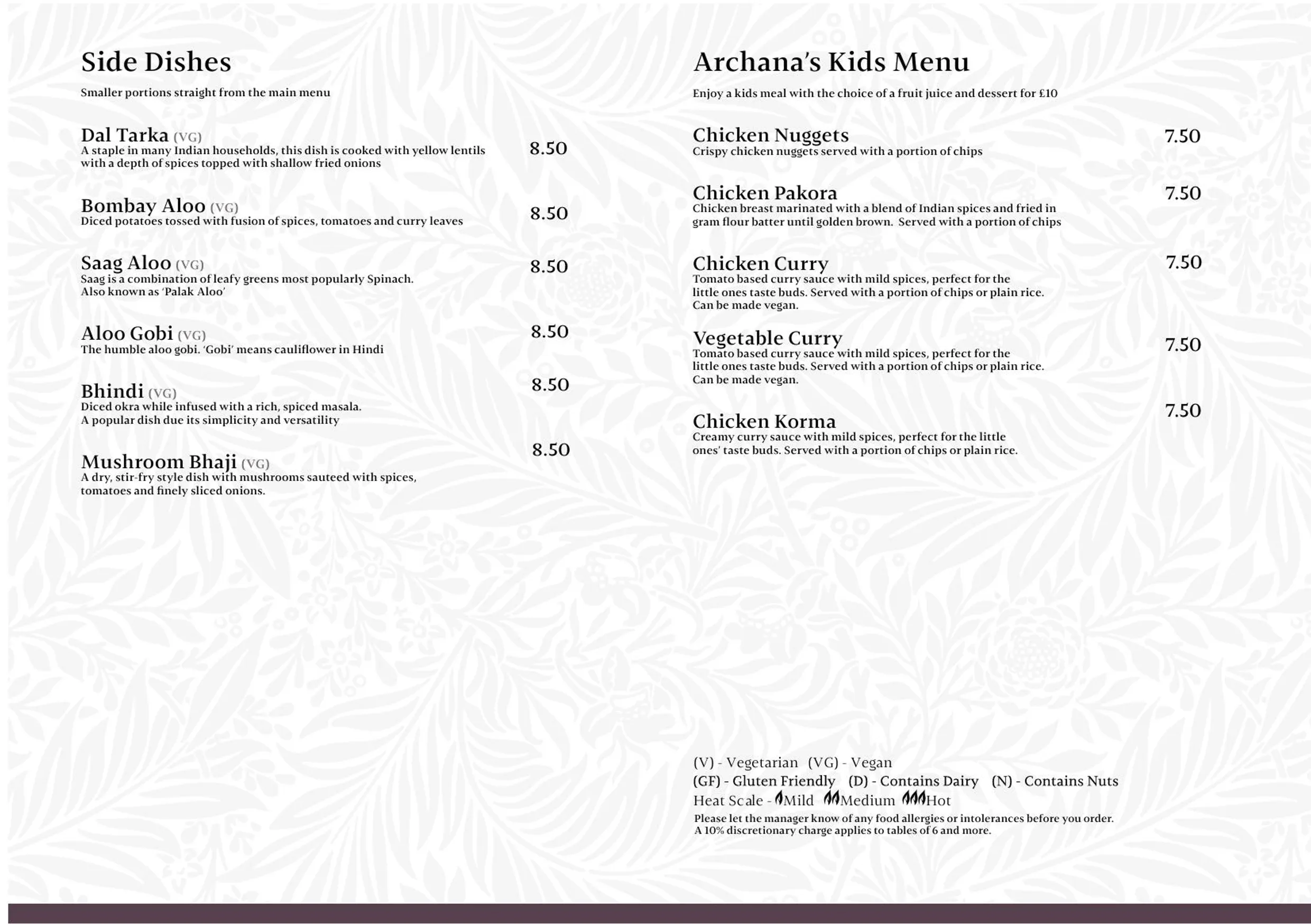 Archana menu, page 10