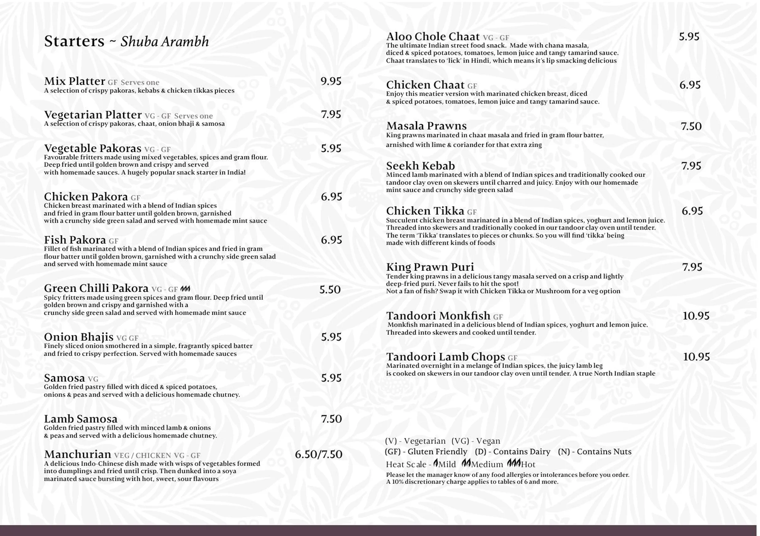 Archana menu, page 3