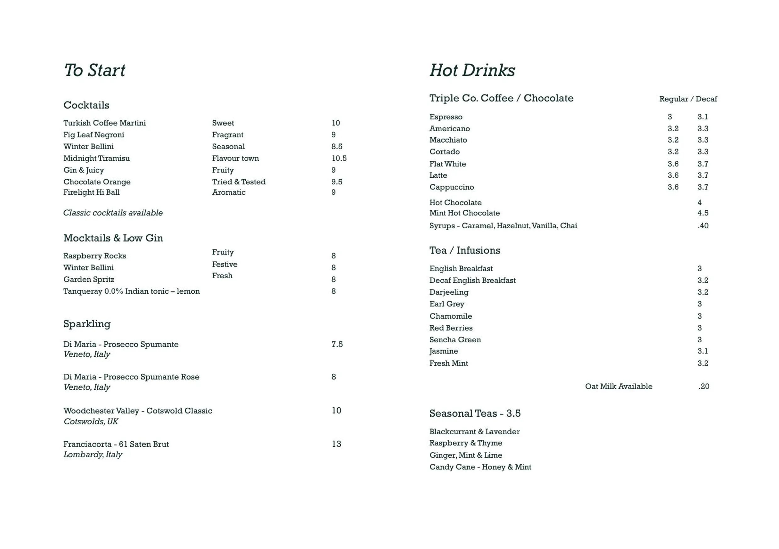 The Granary menu, page 5
