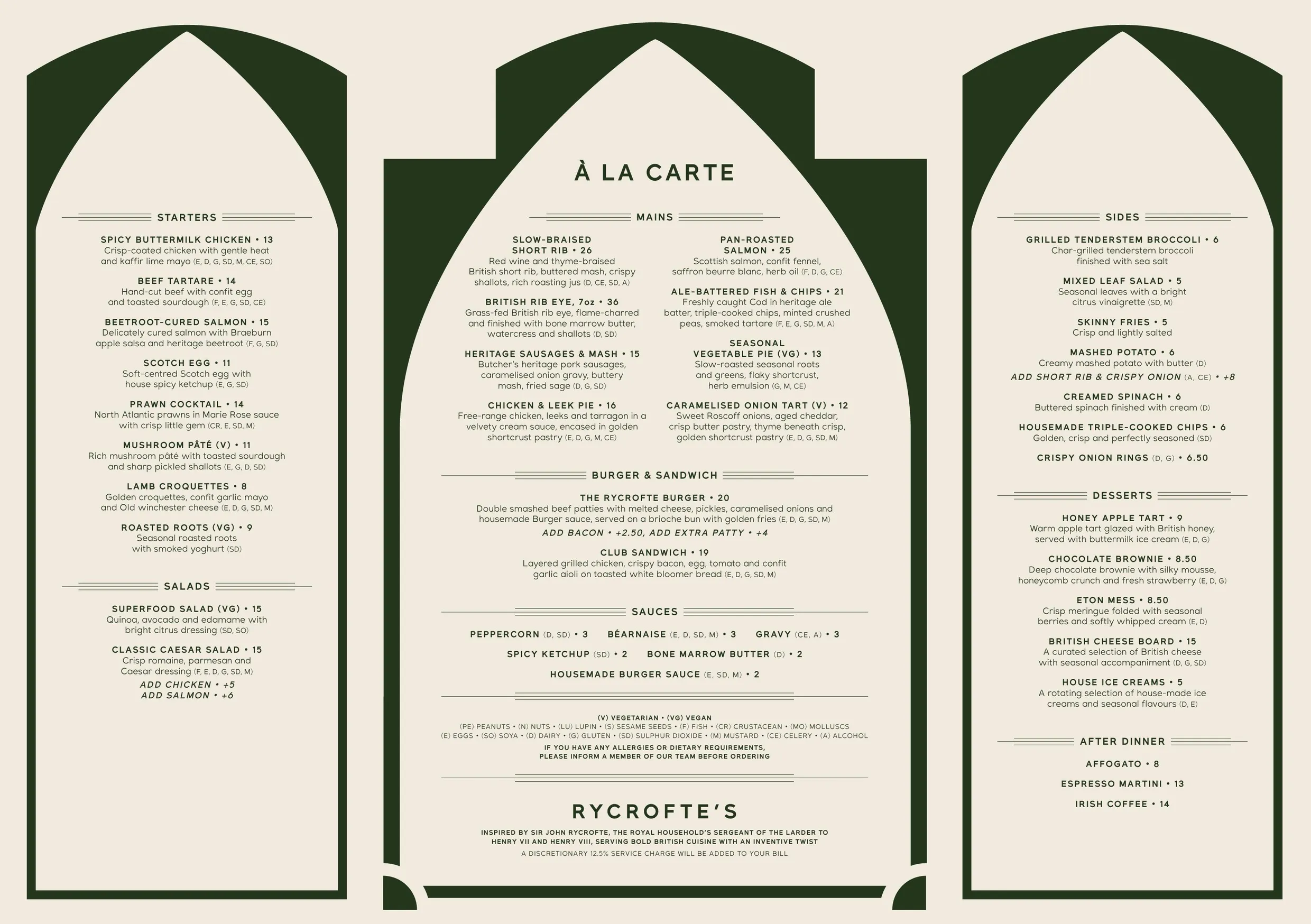 Rycrofte's menu, page 1