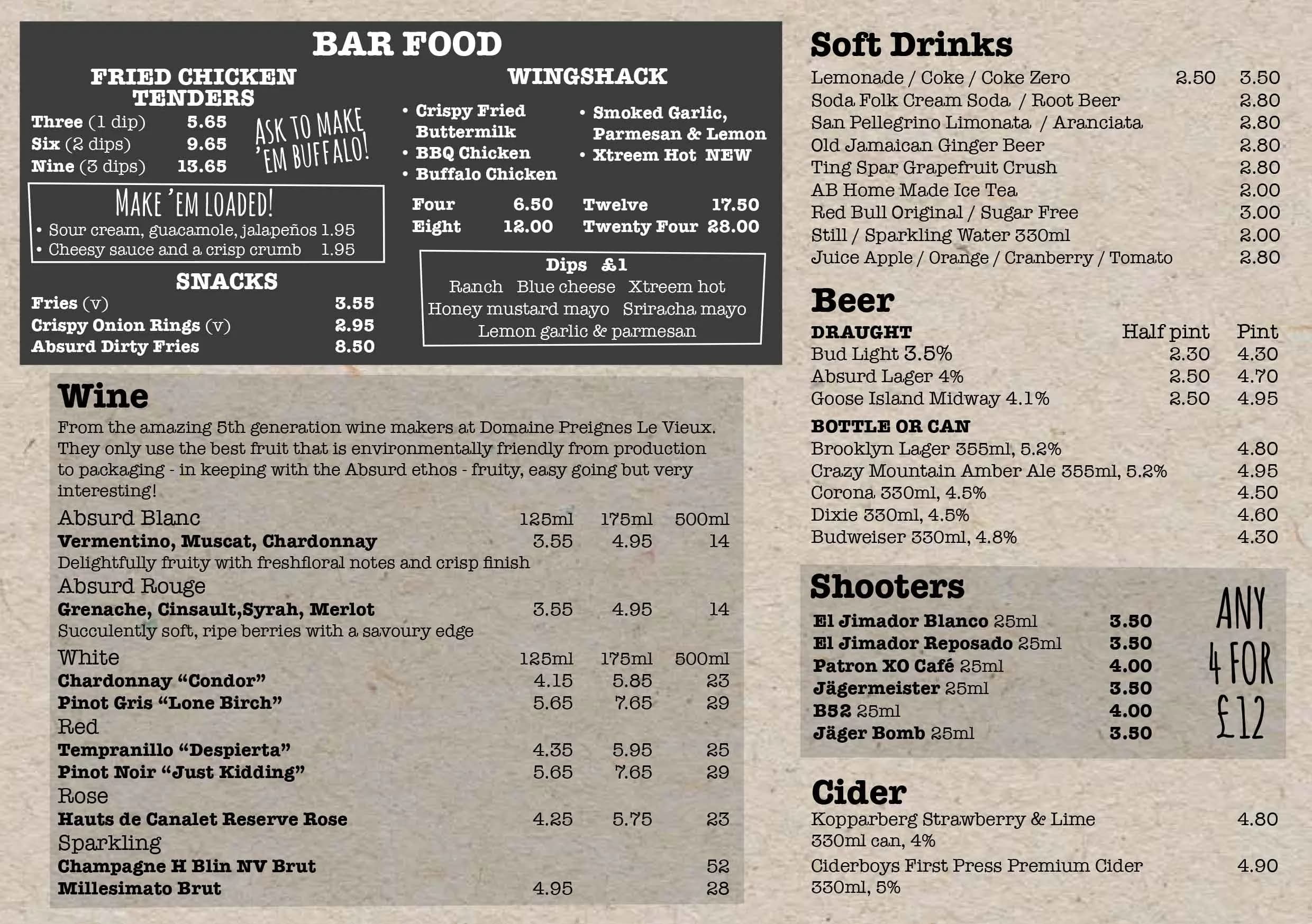 Absurd Bird Bath menu, page 3