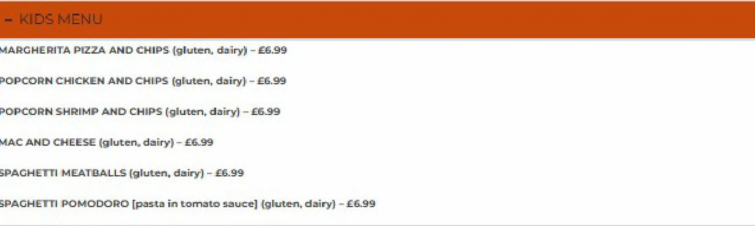 Victoria Street Collective menu, page 12