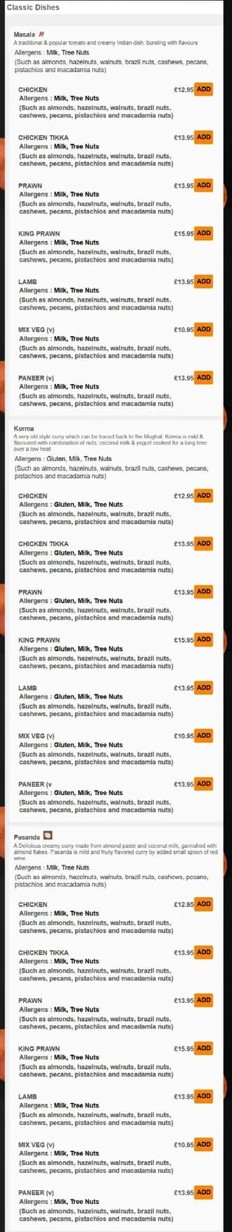 Coronation Curry House menu, page 2