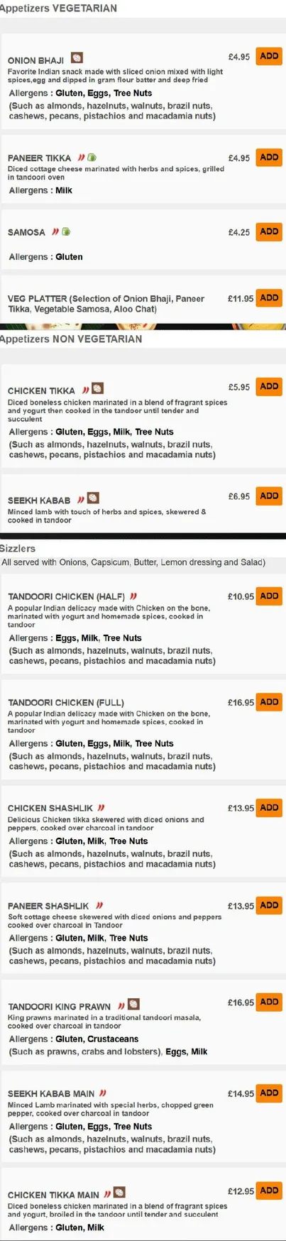 Coronation Curry House menu, page 1