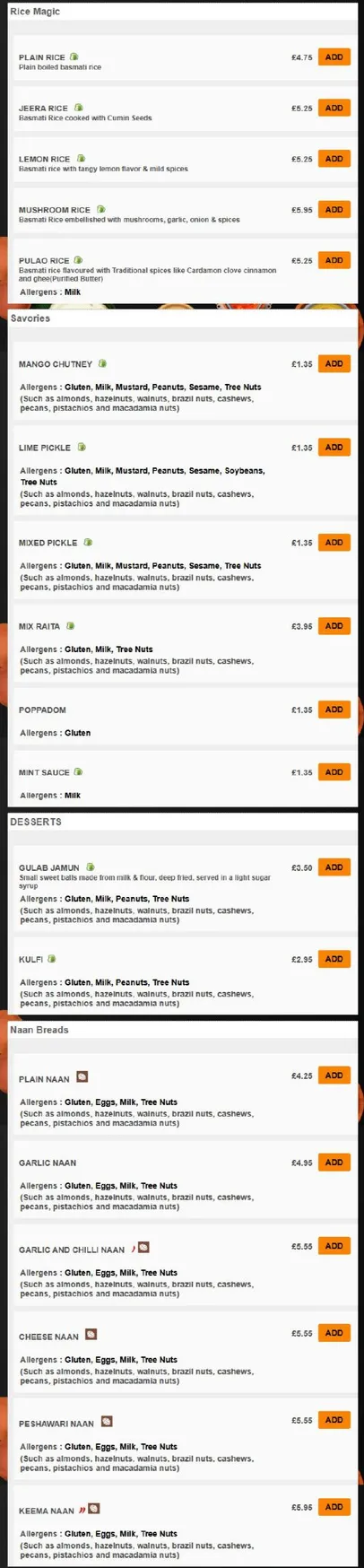 Coronation Curry House menu, page 6