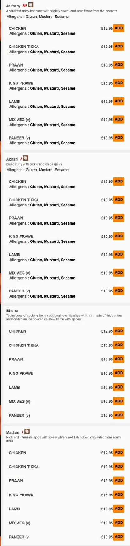 Coronation Curry House menu, page 3
