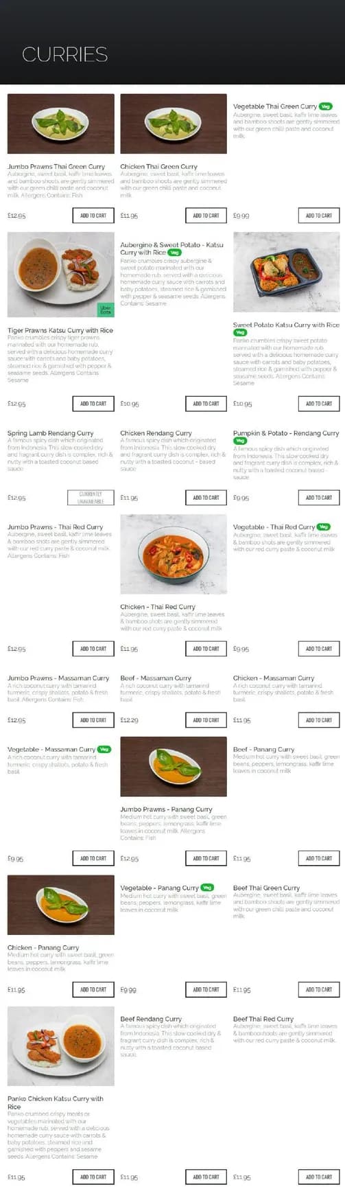 The Fusion Thai menu, page 1