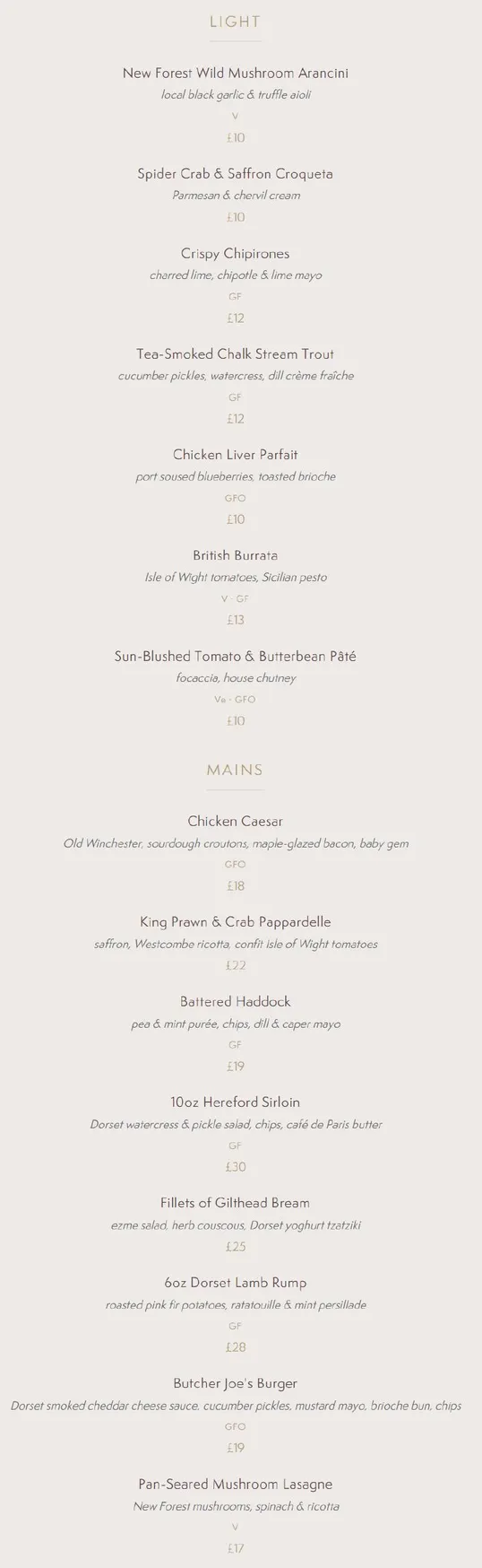Eighteen menu, page 2