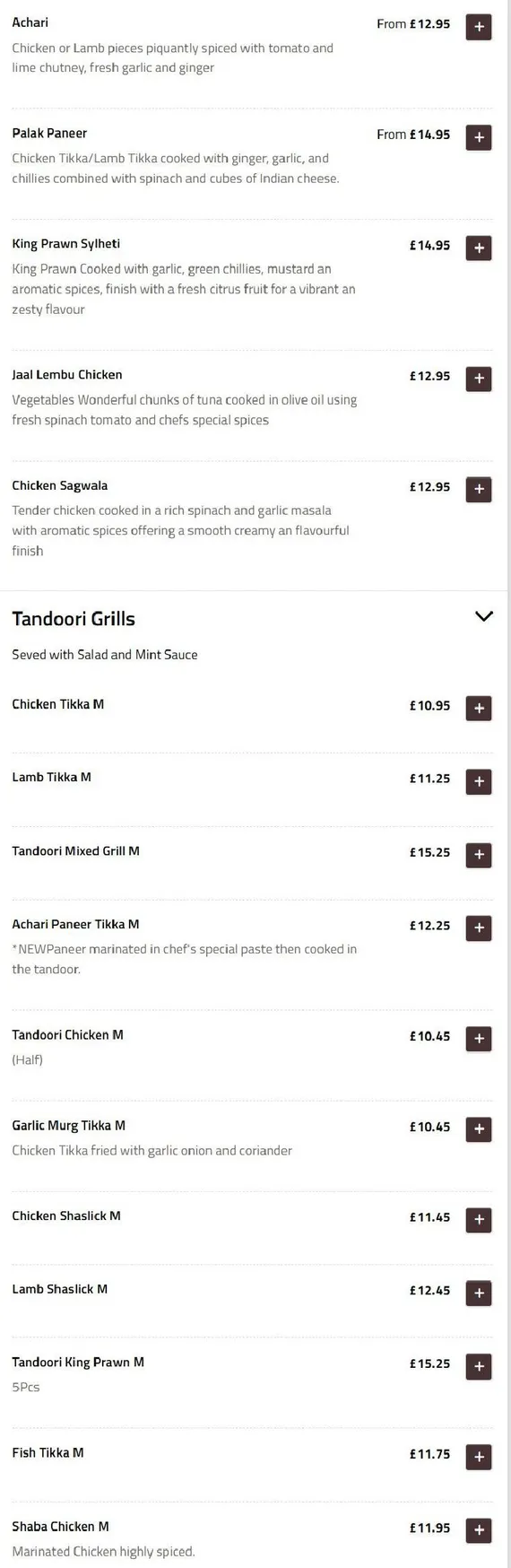 Zeera Bangladeshi Restaurant menu, page 5