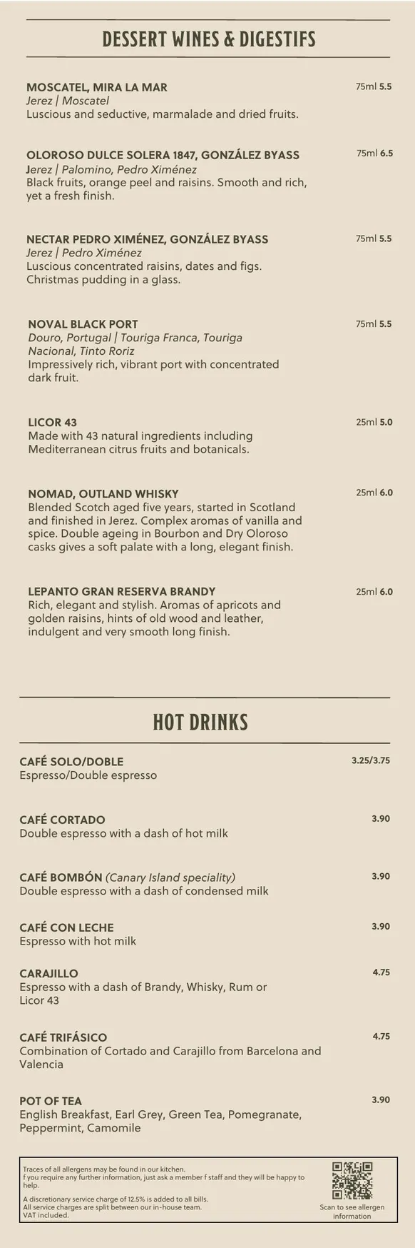 Camino menu, page 12