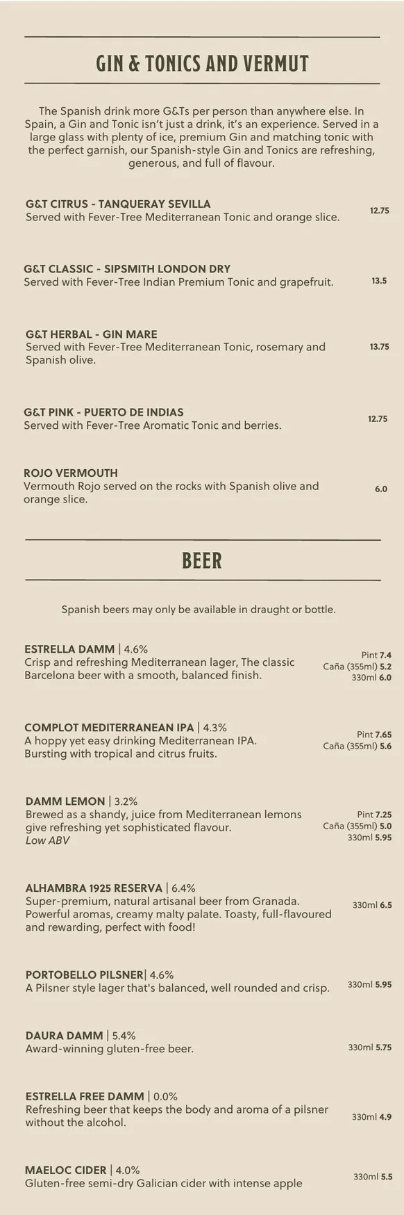 Camino menu, page 6