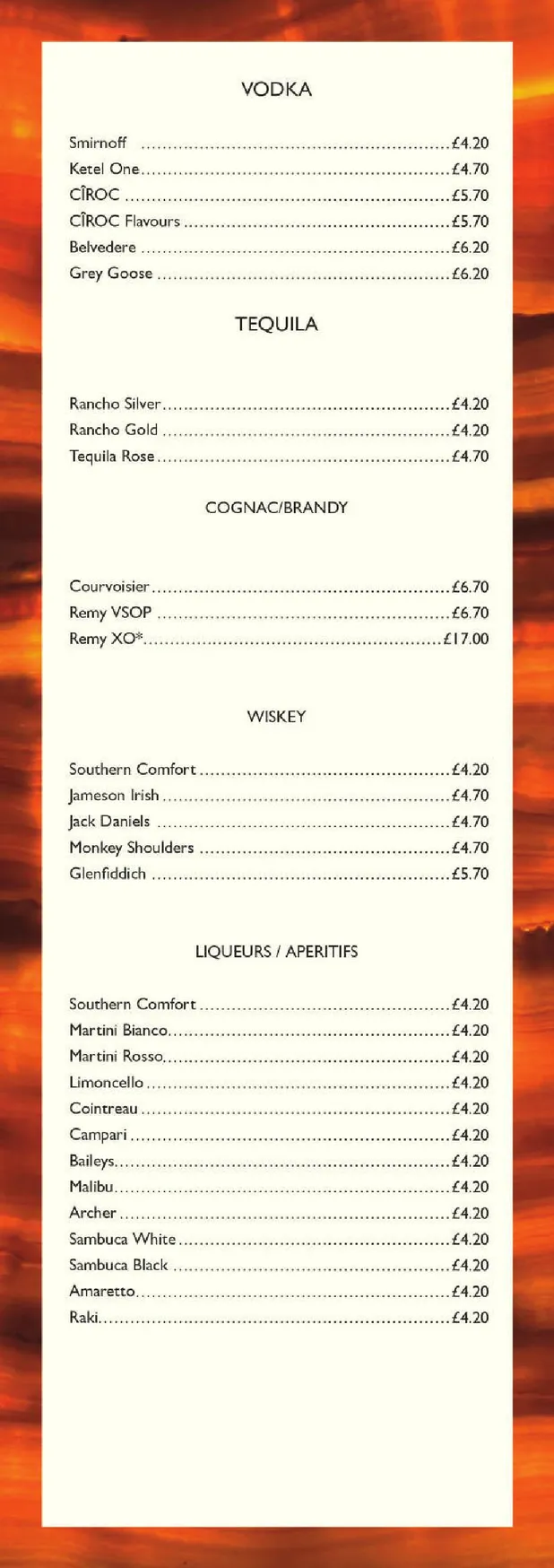 Turquoise Alderley Edge menu, page 8