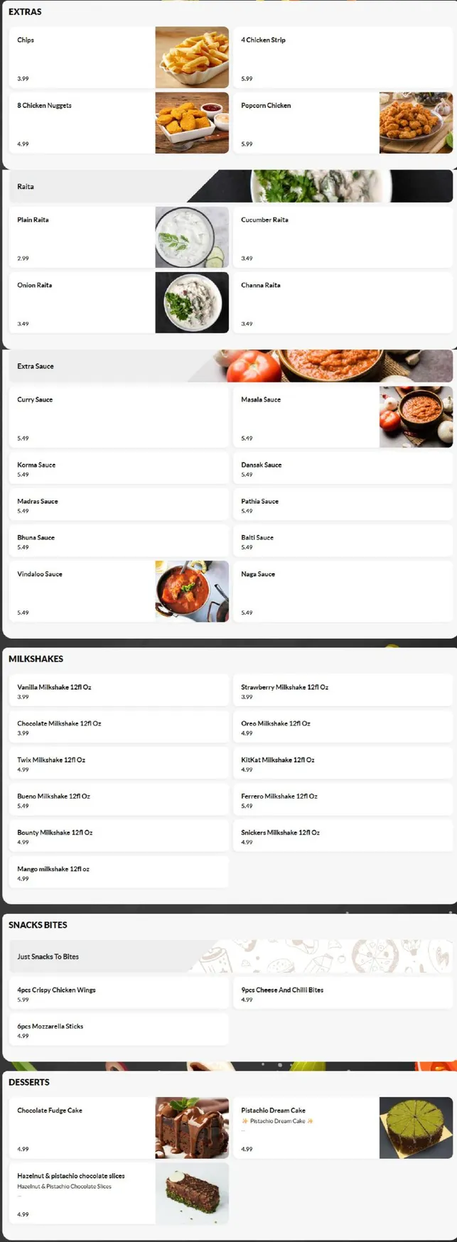 Rajastan Royal menu, page 6