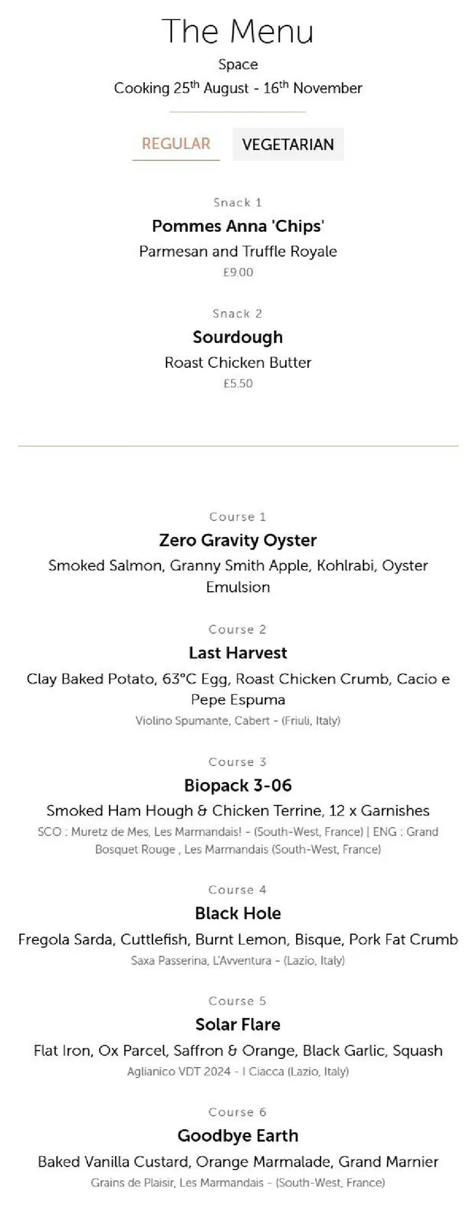 Six by Nico menu, page 2