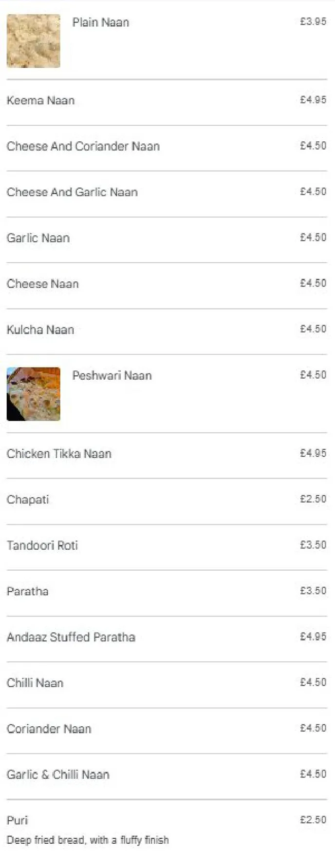 Andaaz menu, page 11