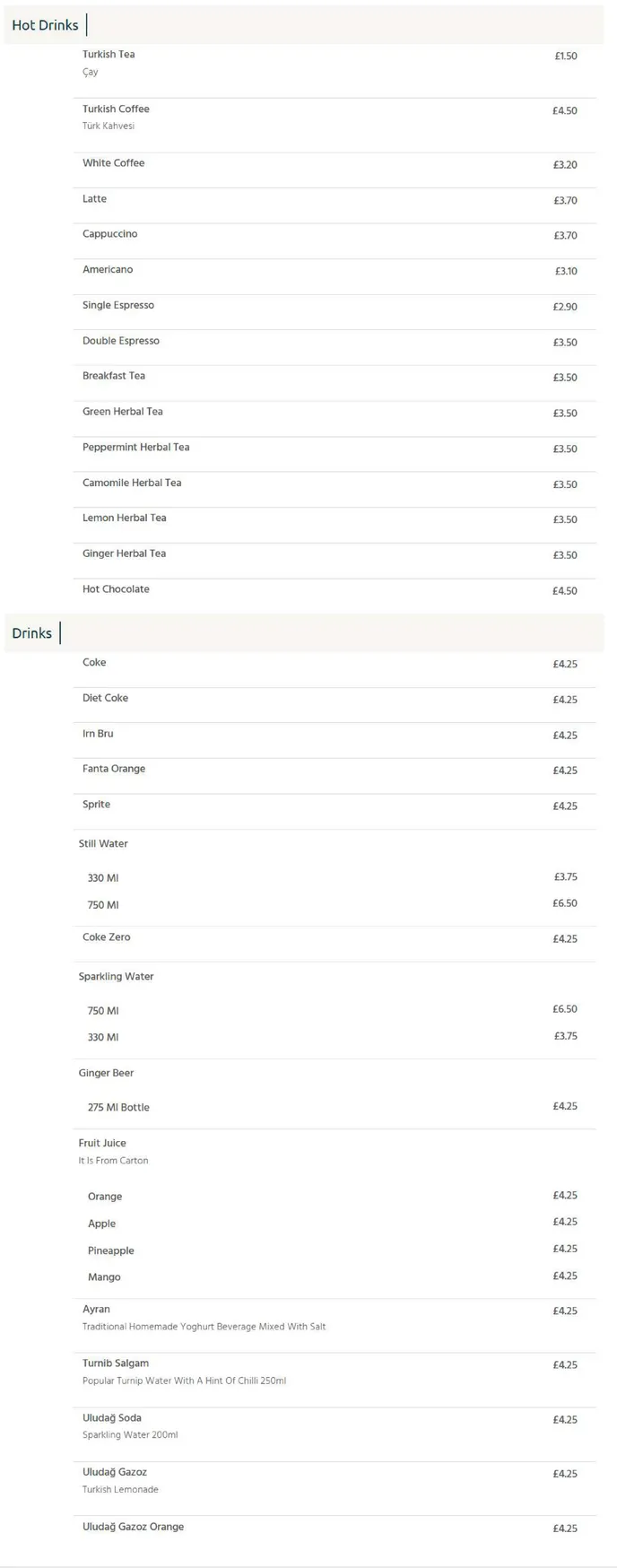 Eda Turkish Restaurant menu, page 5