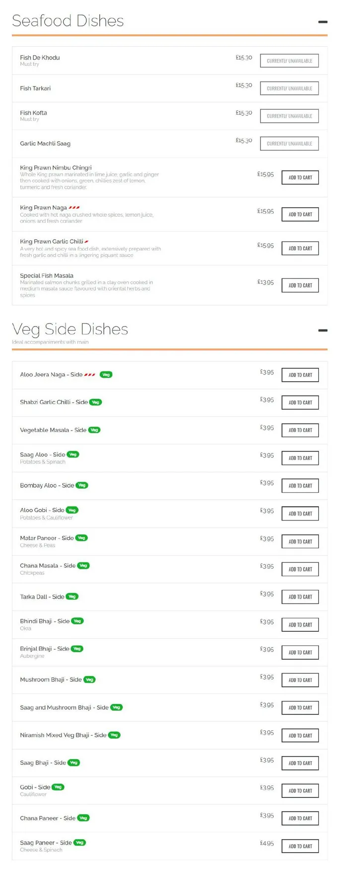 The Clove menu, page 6