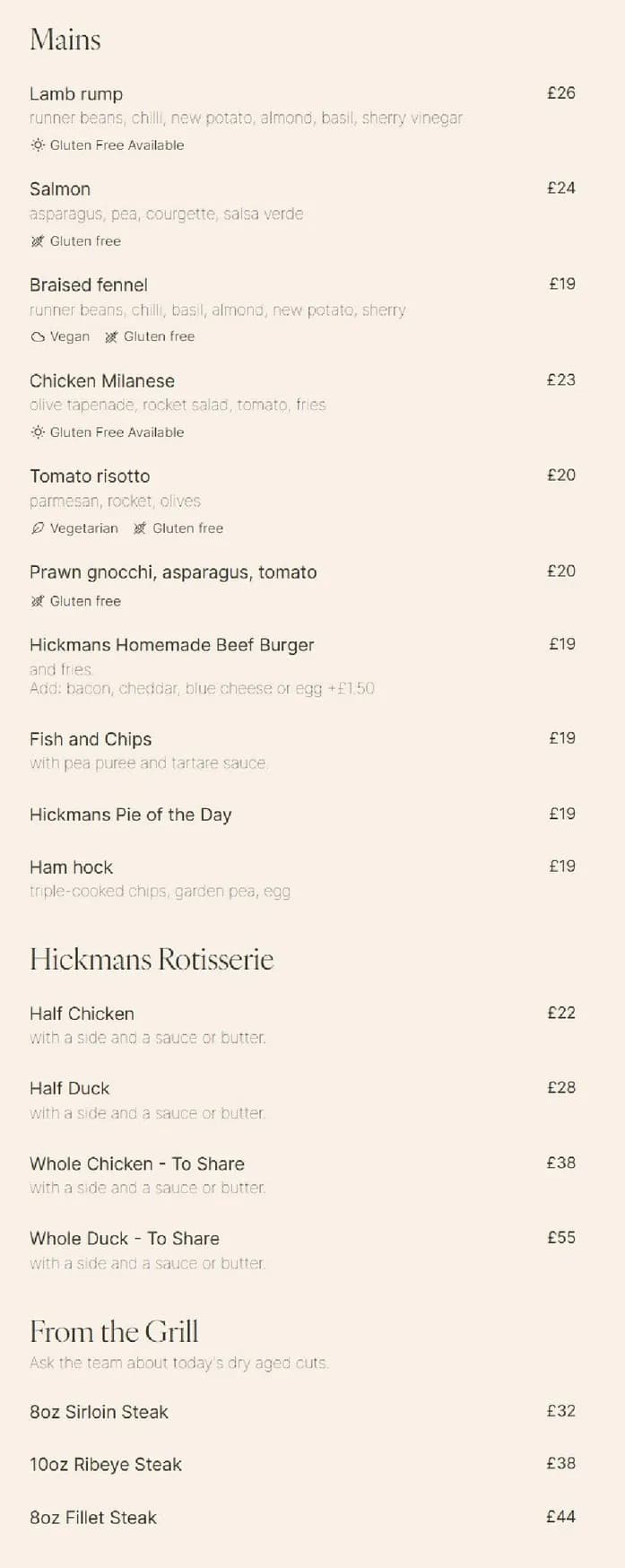 Hickmans menu, page 2