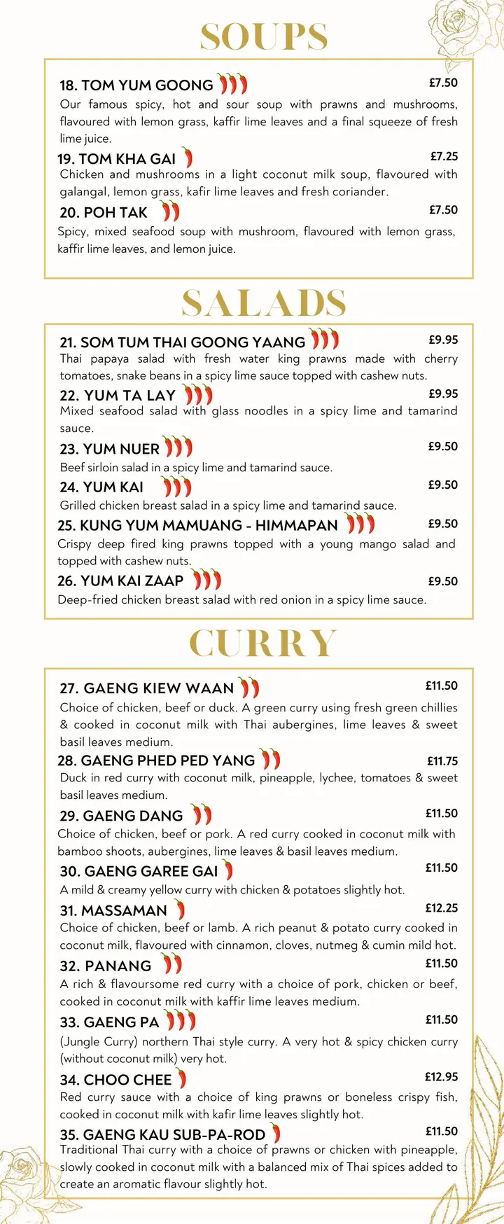 All Siam Thai menu, page 2