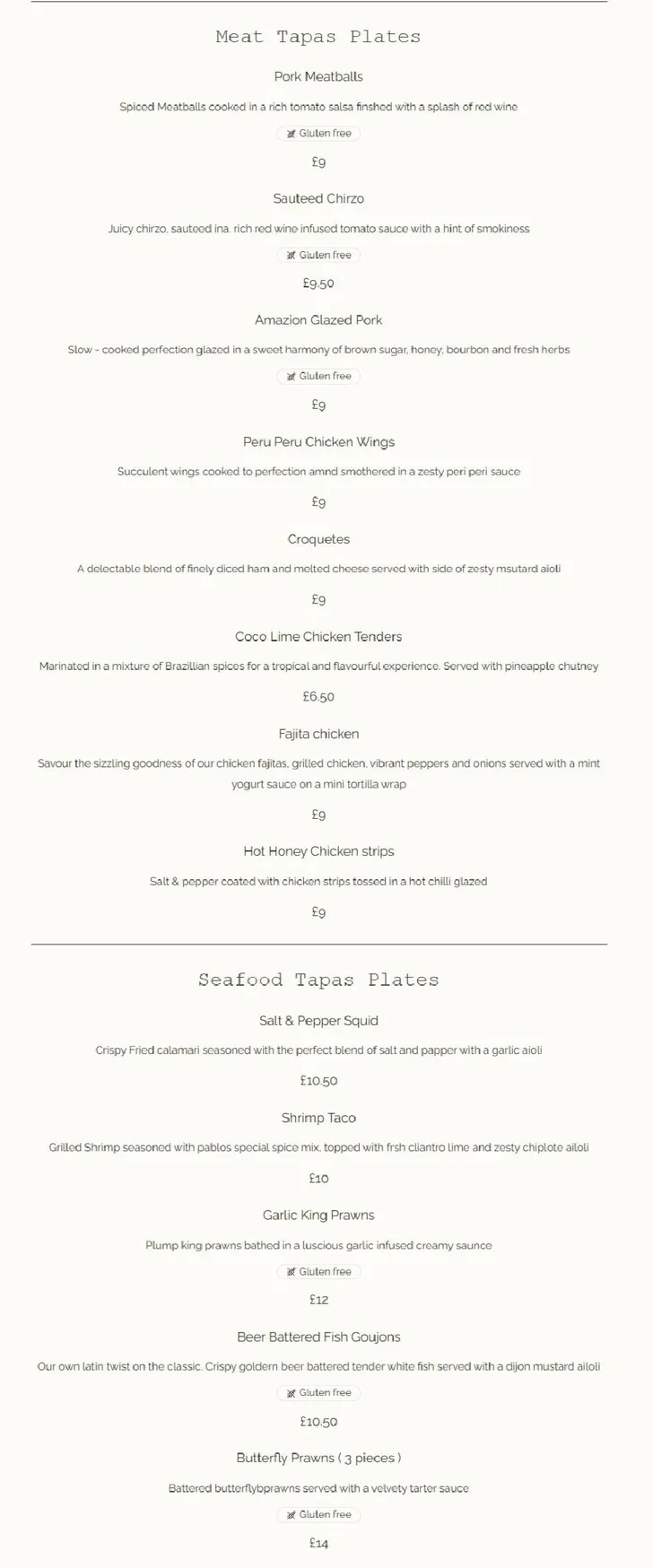 Escobar Cocktail Bar menu, page 2