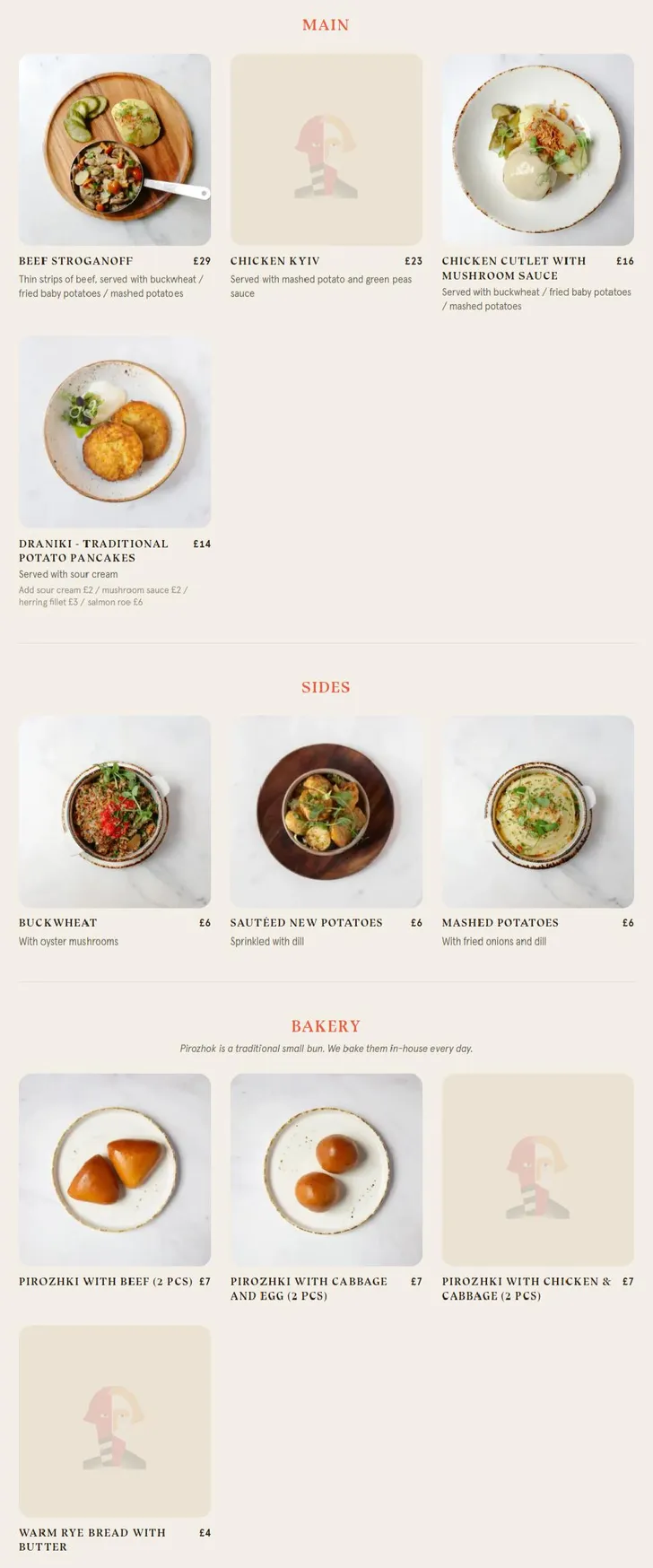 ZIMA Soho menu, page 2