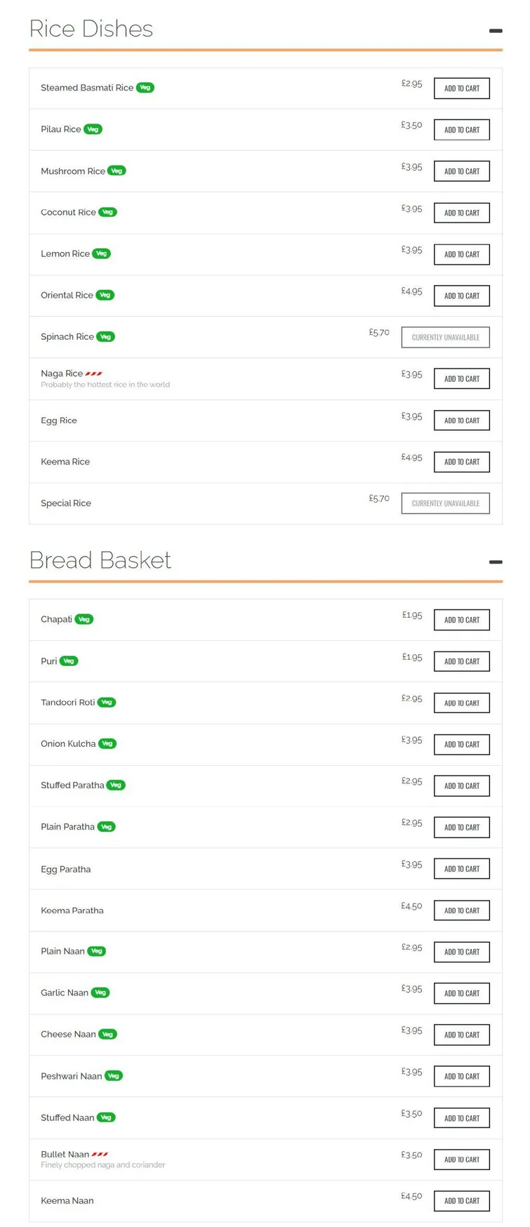 The Clove menu, page 7