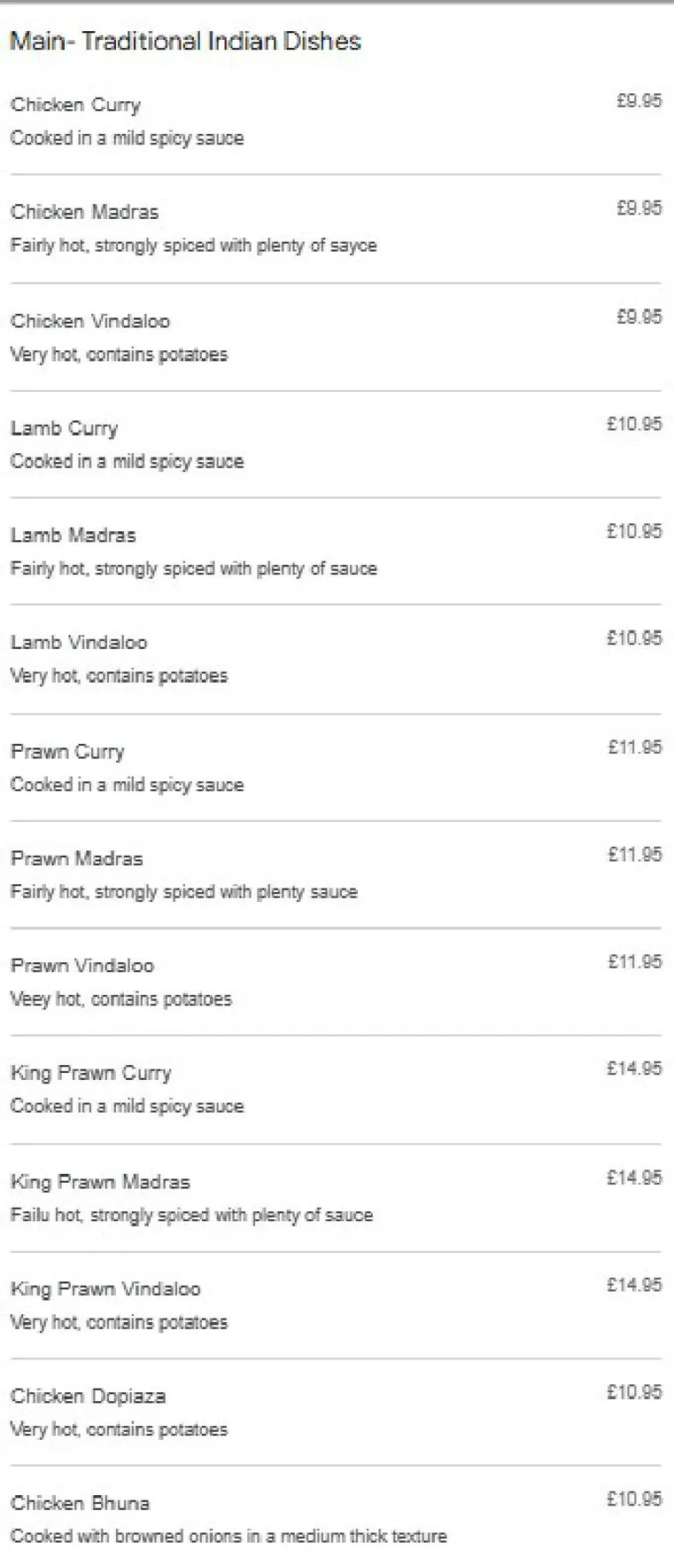 Shah Tandoori menu, page 8