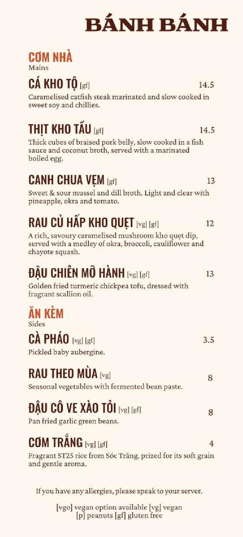 Bánh Bánh menu, page 2