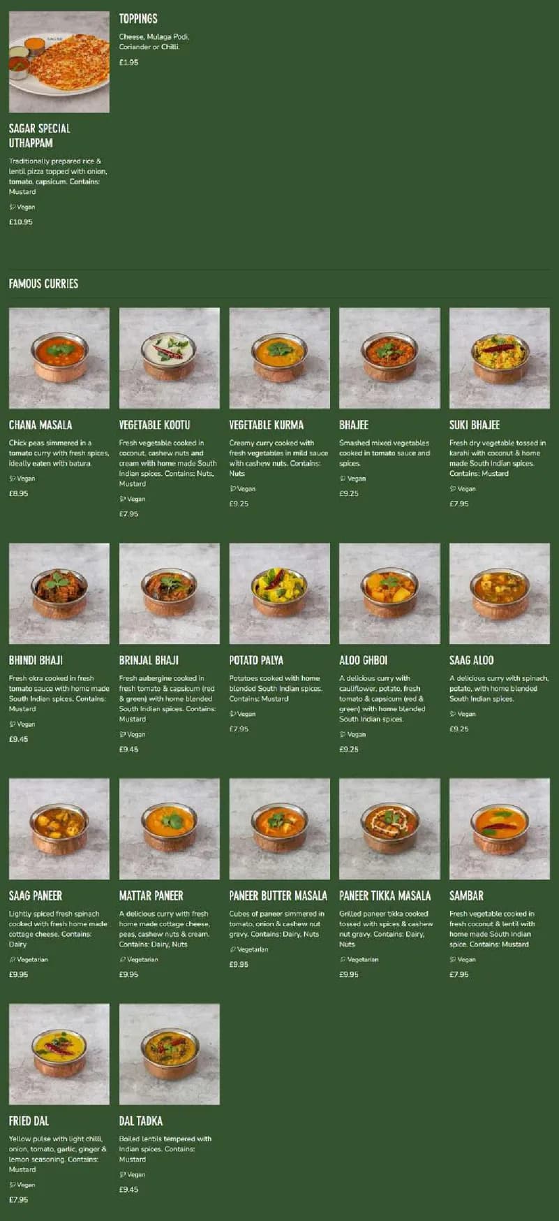 Sagar menu, page 5