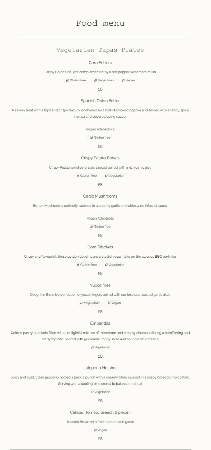 Escobar Cocktail Bar menu, page 1