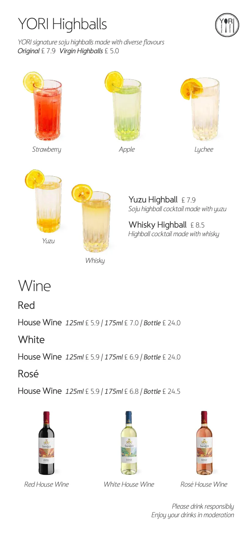 YORI menu, page 7