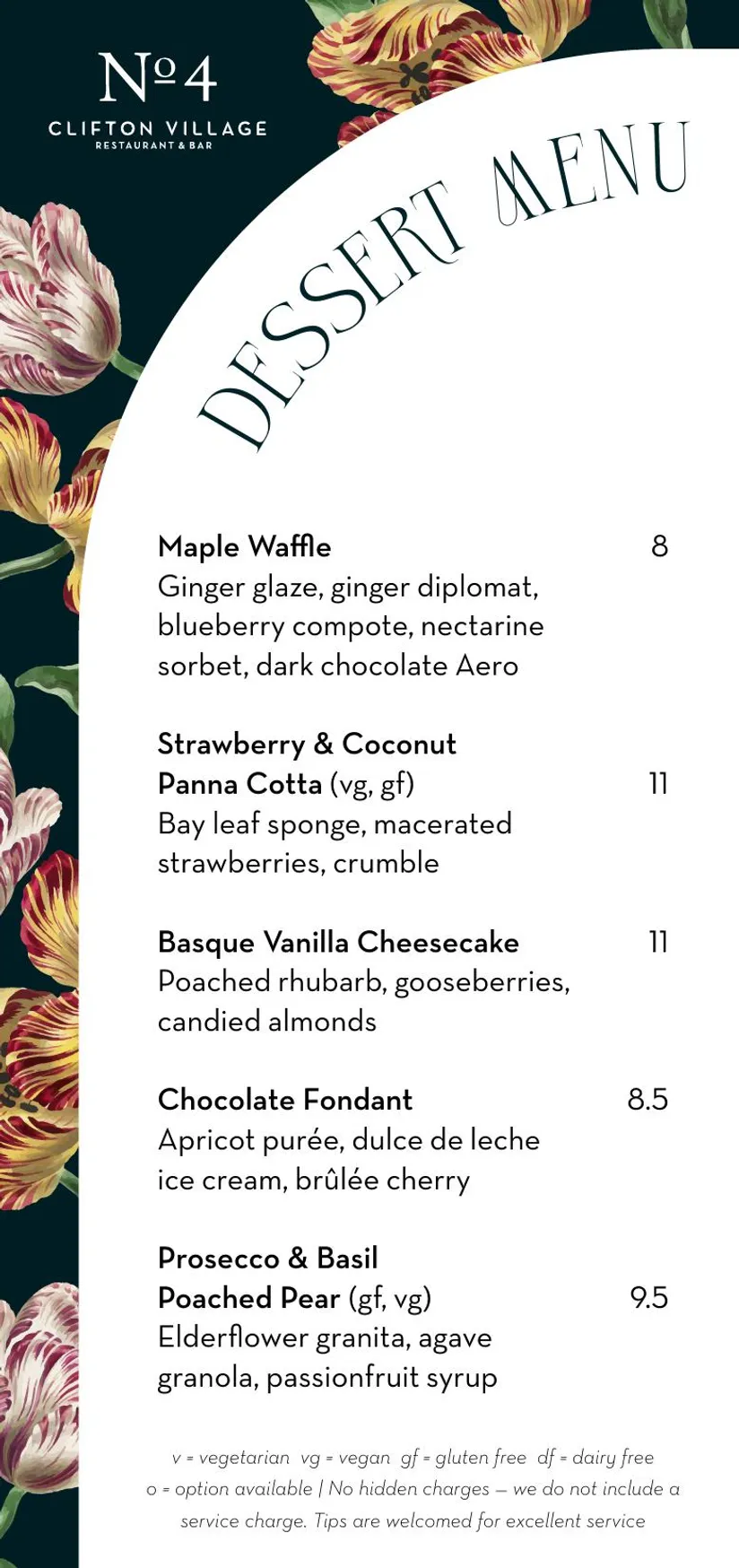 No.4 Clifton Village menu, page 2