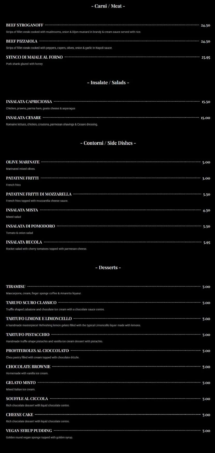 Etna Italian menu, page 3