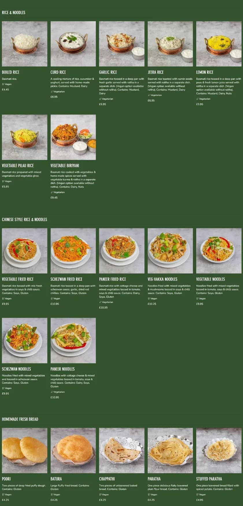 Sagar menu, page 4