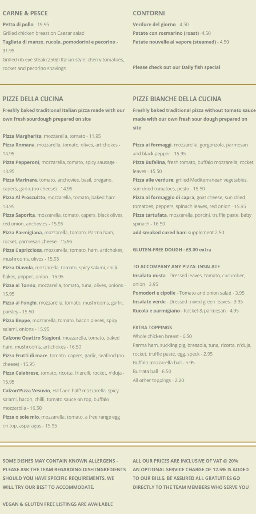 La Cucina menu, page 2